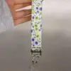 Purple Flowers on Vines Fabric Wristlet Keychain