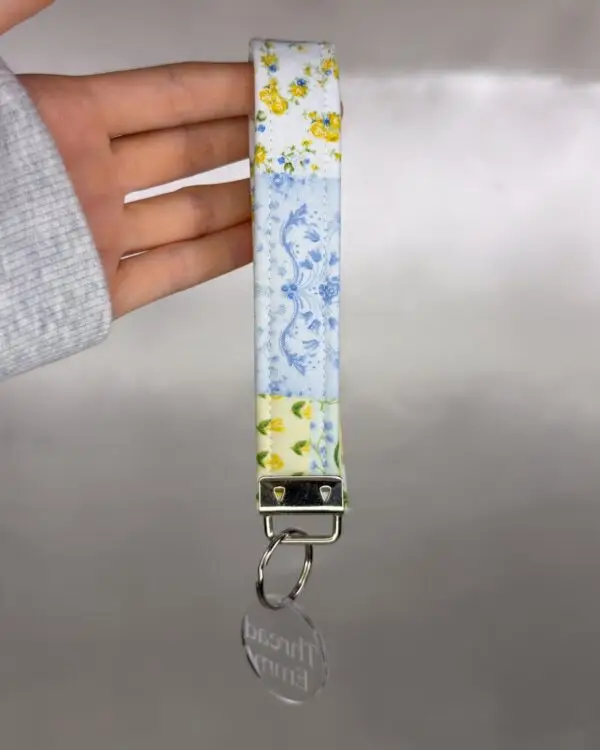 20260811-Yellow Patchwork W 021 Yellow Floral Patchwork Fabric Wristlet Keychain
