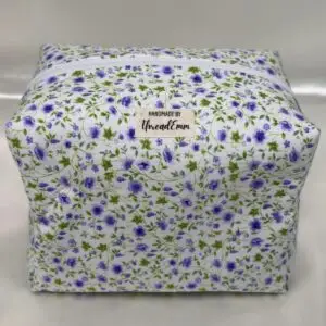 Purple Flowers on Vines Makeup 01 Purple Flowers on Vines Boxy Makeup Bag
